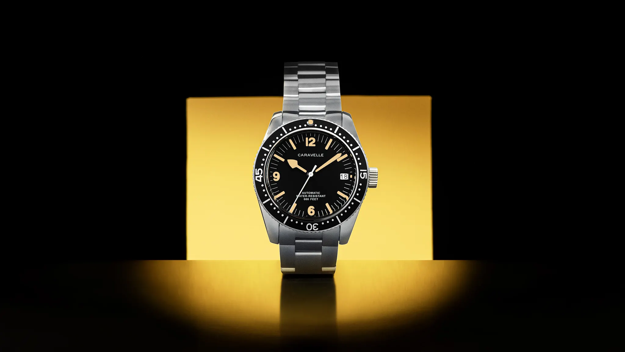 Black Dial Stainless Steel Combination Bracelet/Strap Vintage Sea
